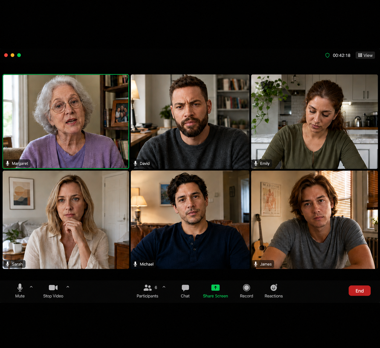 A family meeting together by video